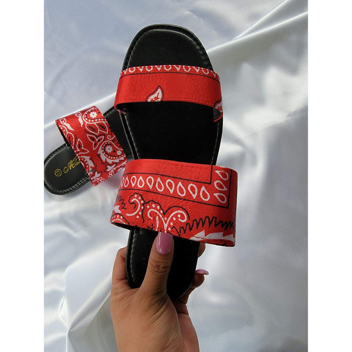 Red best sale bandana sandals