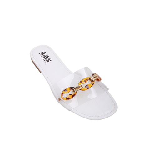 White croc flat sandal